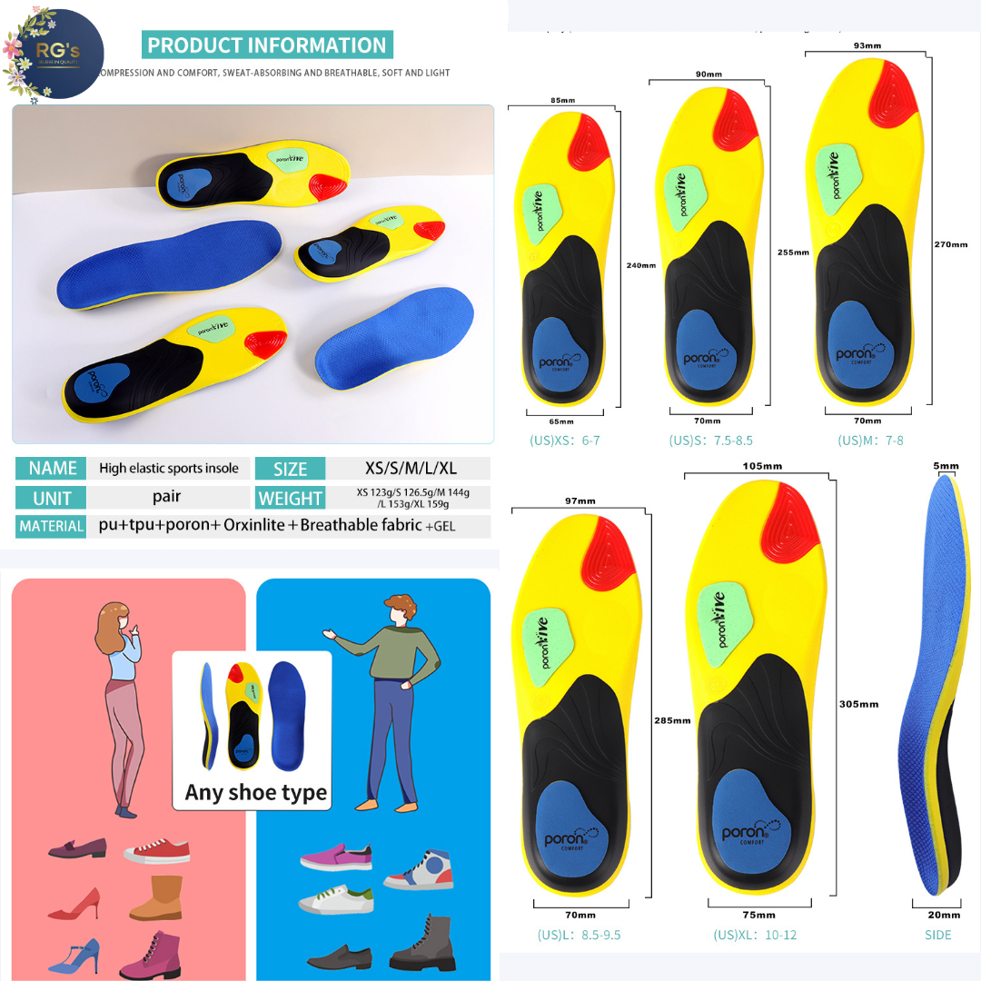 INSOLE INSOLES FOOT PAIN ORTHOTIC PORON SHOCK ABSORBING ARCH SUPPORT INSERTS