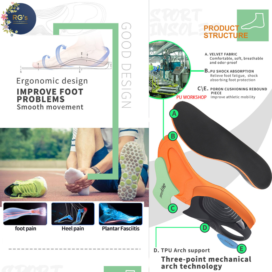 INSOLE INSOLES FOOT PAIN ORTHOTIC PORON SHOCK ABSORBING ARCH SUPPORT INSERTS