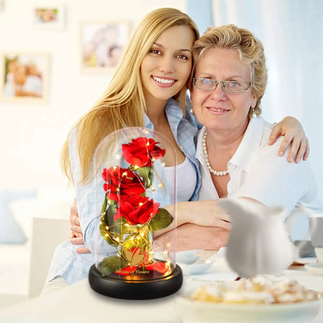 Gifts for Her Luminous Preserved Rose Roses in a Glass Dome Gift Set