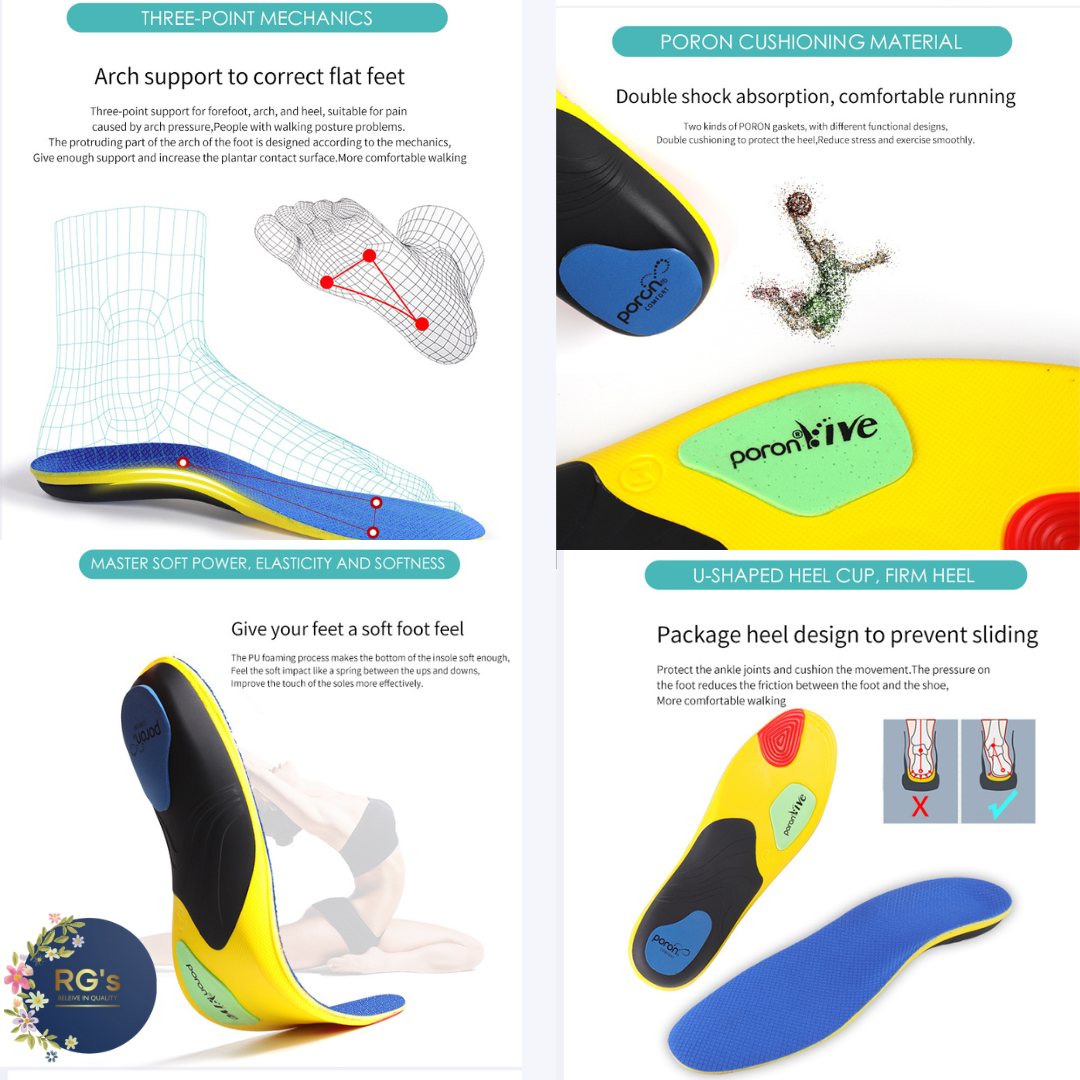 INSOLE INSOLES FOOT PAIN ORTHOTIC PORON SHOCK ABSORBING ARCH SUPPORT INSERTS